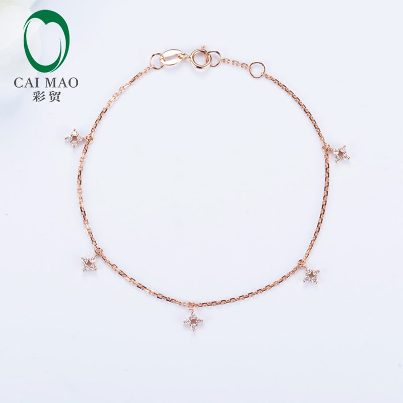 Jewelry 0.20ct Natural Diamonds 18k Rose Gold Engagement Chain Bracelet