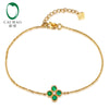 Jewelry 0.53ct Natural Emerald & Diamond 18k Yellow Gold Engagement Chain Bracelet
