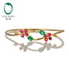 Jewelry 0.76ctw Oval Natural Emerald & 1.67ct Ruby Pave Diamond 18K Yellow Gold Gemstone Bracelet