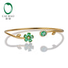 Jewelry 0.94ctw Natural Emerald Pave Diamond 18K Yellow Gold Gemstone Bracelet
