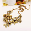 Camellia Chrysanthemum Rose Variety of Flower Combinations Bib-style Vintage Crystal Necklace with Rhinestones Collar Choker