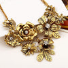 Camellia Chrysanthemum Rose Variety of Flower Combinations Bib-style Vintage Crystal Necklace with Rhinestones Collar Choker