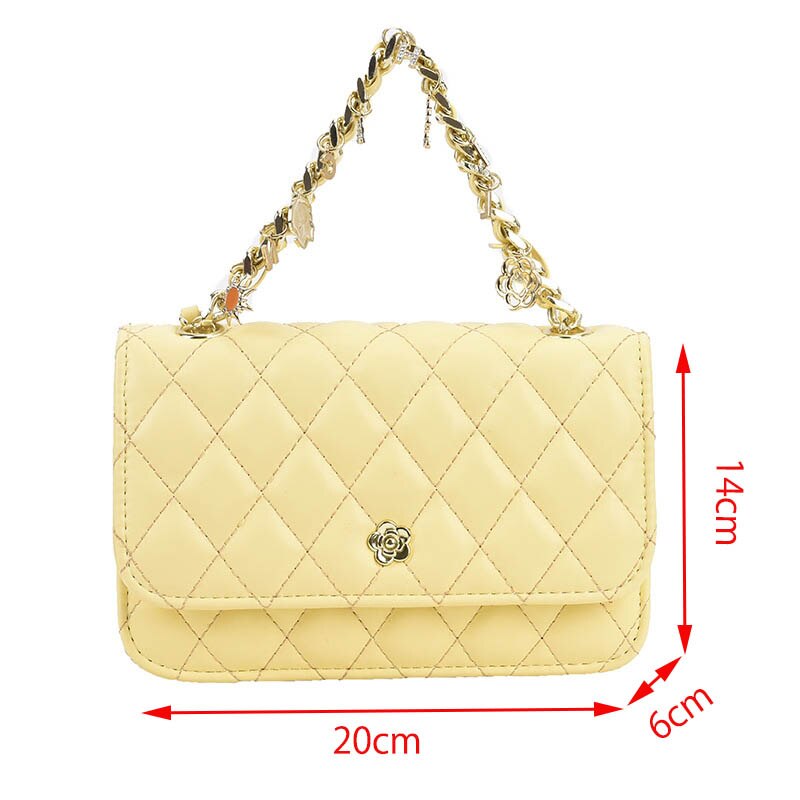 Candy Color Graceful Women's Bag 2022 Chain Single Shoulder Slant Ring Bag Simple Metal Decoration Small Square