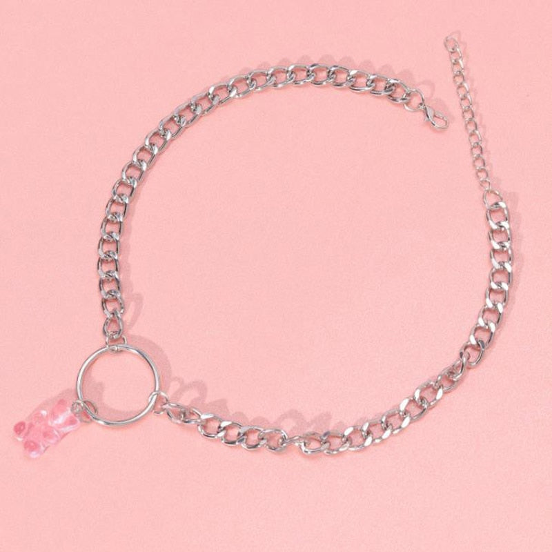 Candy Color Gummy Mini Bear Necklace for Women Christmas Gifts  Collare Star Pendants Necklaces Jewelry Femme Bijoux