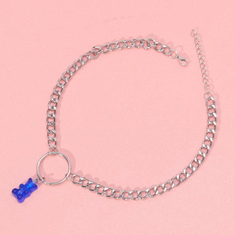 Candy Color Gummy Mini Bear Necklace for Women Christmas Gifts  Collare Star Pendants Necklaces Jewelry Femme Bijoux