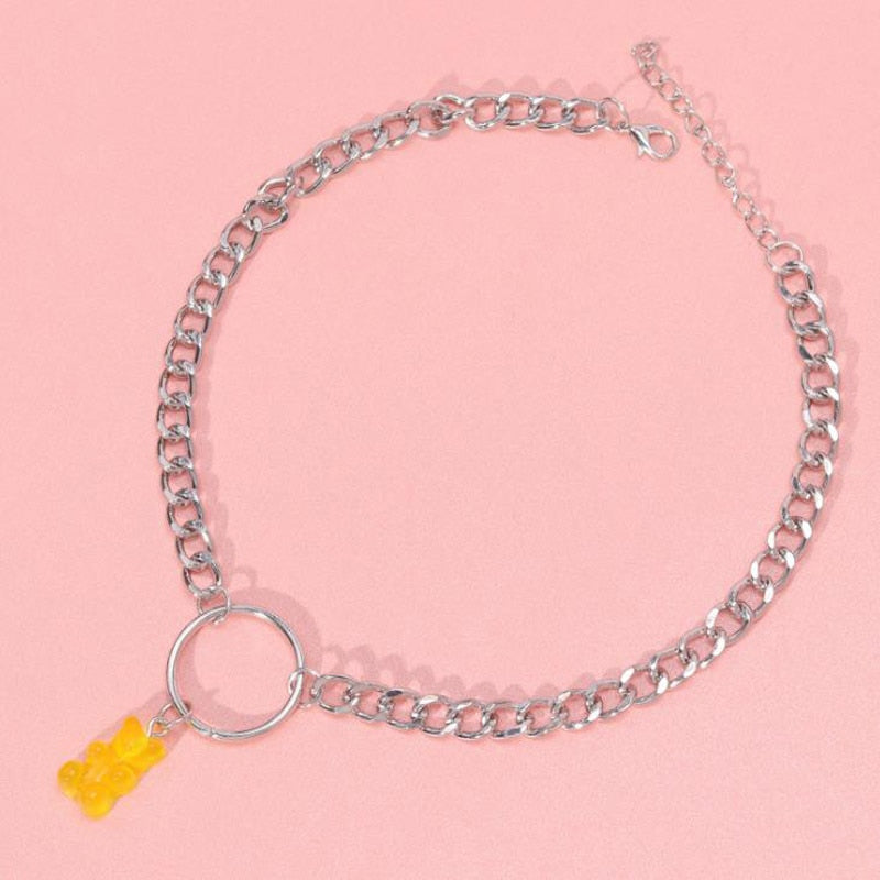 Candy Color Gummy Mini Bear Necklace for Women Christmas Gifts  Collare Star Pendants Necklaces Jewelry Femme Bijoux