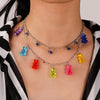 Candy Color Gummy Mini Bear Necklace for Women Christmas Gifts  Collare Star Pendants Necklaces Jewelry Femme Bijoux