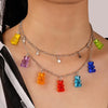 Candy Color Gummy Mini Bear Necklace for Women Christmas Gifts  Collare Star Pendants Necklaces Jewelry Femme Bijoux