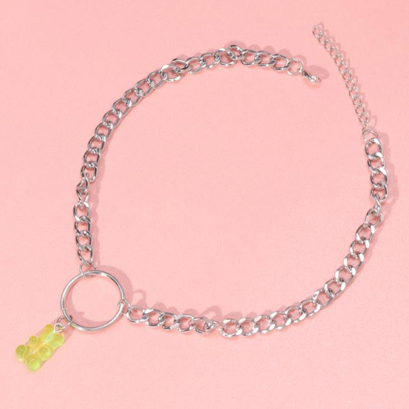 Candy Color Gummy Mini Bear Necklace for Women Christmas Gifts  Collare Star Pendants Necklaces Jewelry Femme Bijoux