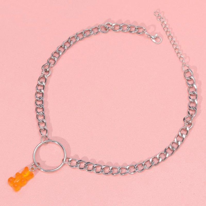Candy Color Gummy Mini Bear Necklace for Women Christmas Gifts  Collare Star Pendants Necklaces Jewelry Femme Bijoux