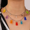 Candy Color Gummy Mini Bear Necklace for Women Christmas Gifts  Collare Star Pendants Necklaces Jewelry Femme Bijoux