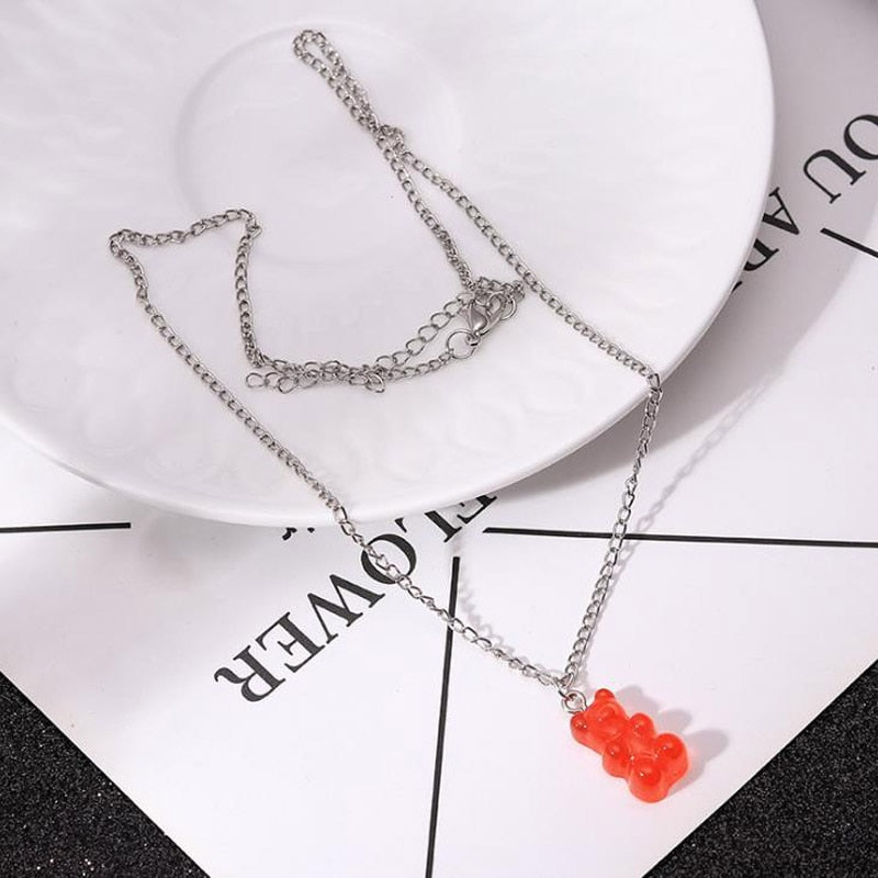 Candy Color Gummy Mini Bear Necklace for Women Christmas Gifts  Collare Star Pendants Necklaces Jewelry Femme Bijoux