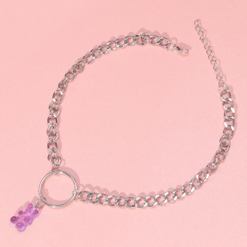 Candy Color Gummy Mini Bear Necklace for Women Christmas Gifts  Collare Star Pendants Necklaces Jewelry Femme Bijoux