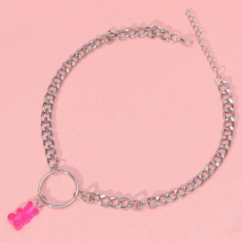 Candy Color Gummy Mini Bear Necklace for Women Christmas Gifts  Collare Star Pendants Necklaces Jewelry Femme Bijoux