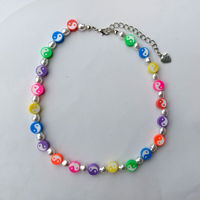 Candy Color Strawberry Apple Lemon Watermelon Star Pearl Fruit Soft Pottery Necklace For Women party Jewelry 2021 New