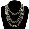 Caraquet Punk Hip Hop Cuban Link Chain Choker Necklace Iced Out Rapper Crystal Necklace  Bling Rhinestone Jewelry Gift