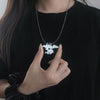 Cartoon Childlike Black&White Double Evil Necklace Men&Women Couples Korean Sweater Chain Simple Trendy Gift Jewelry