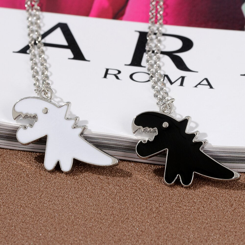 Cartoon Dinosaur Pendant Necklace for Women Men Alloy Chains on The Neck Hip Hop Couple Chain Necklaces A Pair Jewelry