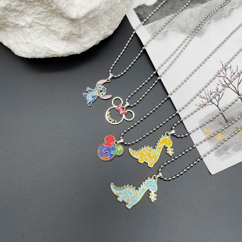 Cartoon Pendant Necklace For Little Girls Kids Cute Designs Dinosour Necklace For Teenager Friendship Gifts