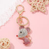 Cartoon Pink Crystal Mouse  Key Chain Lady Bag Keychain Pendant Car Charm Keyring Pendant For Women Jewelry Gifts