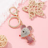 Cartoon Pink Crystal Mouse  Key Chain Lady Bag Keychain Pendant Car Charm Keyring Pendant For Women Jewelry Gifts