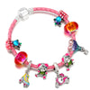 Cartoon Pink Leather Bracelet Air Balloon Pendant Unicorn Cute Bear Beads Charm Bracelets For Women  Jewelry