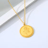 Carved Coin Necklace For Women Stainless Steel Rose Flower Long Chain Necklaces Pendant Collares Vintage Choker Boho Jewelry