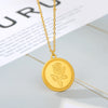 Carved Coin Necklace For Women Stainless Steel Rose Flower Long Chain Necklaces Pendant Collares Vintage Choker Boho Jewelry