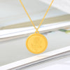 Carved Coin Necklace For Women Stainless Steel Rose Flower Long Chain Necklaces Pendant Collares Vintage Choker Boho Jewelry
