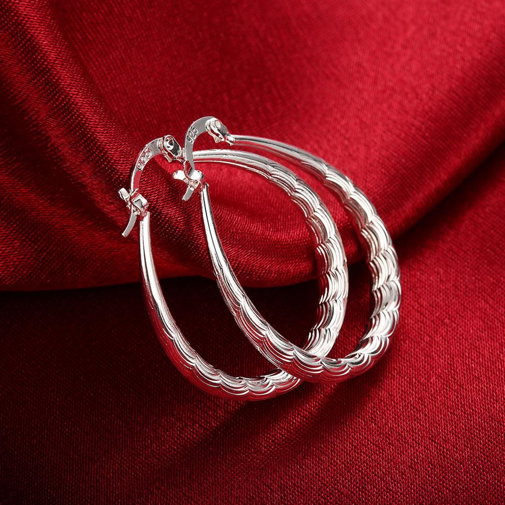 Carving U Type Hoop Earrings For Women 925 Stamp Silver Color Charm Wedding Jewelry 2022 Christmas GaaBou Jewellery