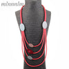 Casual Red Long Statement Necklace Women Rubber Rope Chain Chunky Necklaces office lady Jewelry