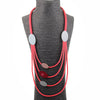 Casual Red Long Statement Necklace Women Rubber Rope Chain Chunky Necklaces office lady Jewelry