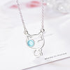 Cat Crystal Pendants And Necklaces For Women 925 Stamp Silver Color Female Wedding Party  Jewelry Gifts