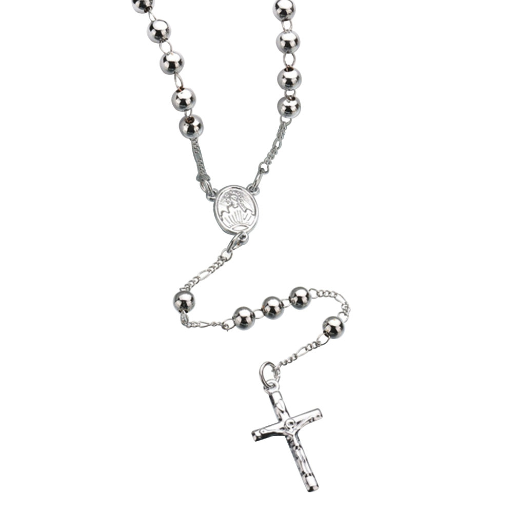 Catholic-Jewelry-Rosaries-Metal-Beaded-Necklace-with-Crucifix-Keepsake-Prayer-Beads-Necklace-for-Men-Women-Silver