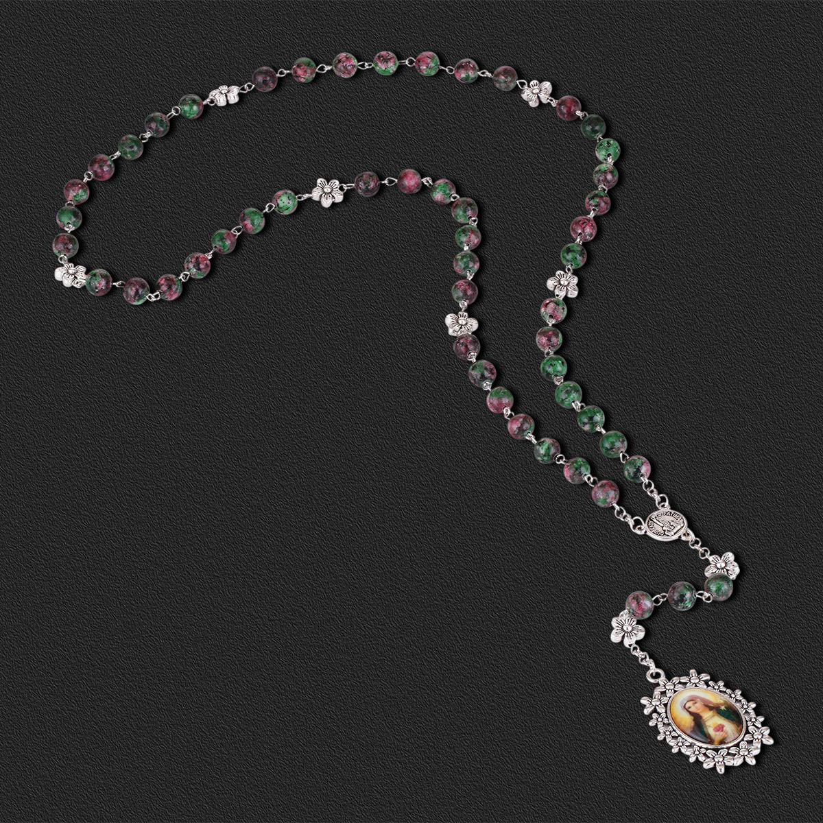Catholic Prayer Natural Stone Beads Chain Seven Sorrows Servite Rosary Our Lady Virgin Mary Pendant Necklace Religious Jewelry
