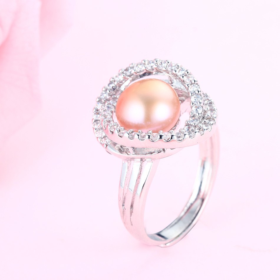 100% real pearl ring for women 925 sterling silver adjustable ring big size 10mm AAAA natural pearl jewelry