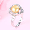 100% real pearl ring for women 925 sterling silver adjustable ring big size 10mm AAAA natural pearl jewelry