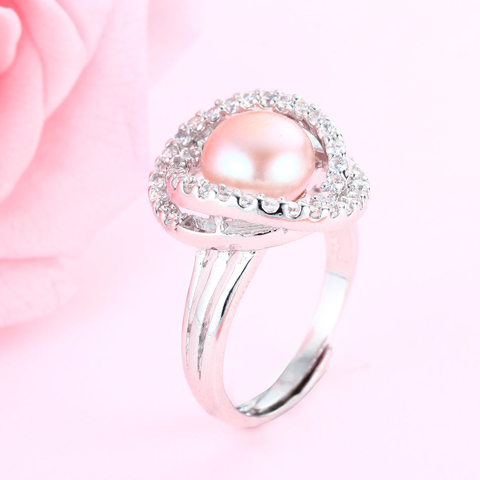 100% real pearl ring for women 925 sterling silver adjustable ring big size 10mm AAAA natural pearl jewelry