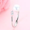 8-9 mm High Luster 100% Natural Pearl Women Engagement Rings AAA Shiny Crystal 925 Sterling Silver Jewelry