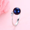 8-9 mm High Luster 100% Natural Pearl Women Engagement Rings AAA Shiny Crystal 925 Sterling Silver Jewelry