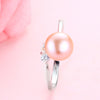 8-9 mm High Luster 100% Natural Pearl Women Engagement Rings AAA Shiny Crystal 925 Sterling Silver Jewelry