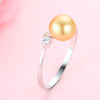 8-9 mm High Luster 100% Natural Pearl Women Engagement Rings AAA Shiny Crystal 925 Sterling Silver Jewelry