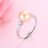 Real Natural Pearl Wedding Ring Fashion 925 Sterling Silver Women Engagement Zircon Ring Elegant Jewelry Gifts