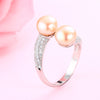 CauuevHigh Quality 925 Sterling Silver Double Pearls Rings AAA Cubic Zircon 2020 New Fashion Jewelry Vintage Wedding Rings Gifts