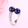 CauuevHigh Quality 925 Sterling Silver Double Pearls Rings AAA Cubic Zircon 2020 New Fashion Jewelry Vintage Wedding Rings Gifts