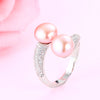 CauuevHigh Quality 925 Sterling Silver Double Pearls Rings AAA Cubic Zircon 2020 New Fashion Jewelry Vintage Wedding Rings Gifts
