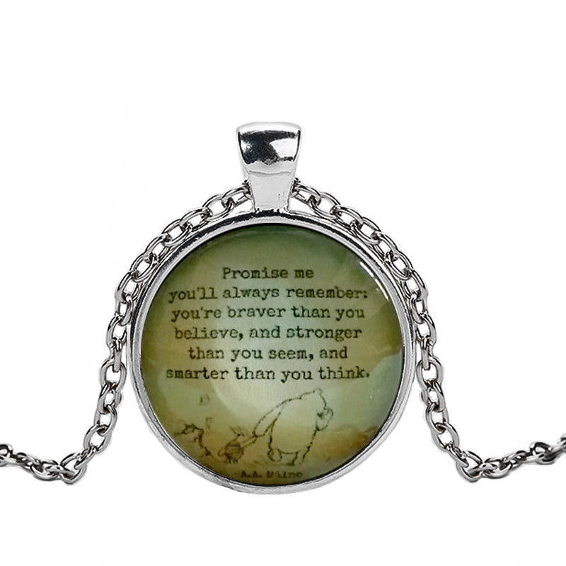 Silver Necklace Pendant Jewelry Winnie the Pooh Pooh Quote Necklace Necklace Jewelry Pendant Crystal Gift