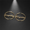 Cazador Custom Name Hoop Earrings Personalized Gold Color Stainless Steel For Earrings Women Letter Nameplate Circle Jewelry
