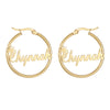 Cazador Custom Name Hoop Earrings Personalized Gold Color Stainless Steel For Earrings Women Letter Nameplate Circle Jewelry