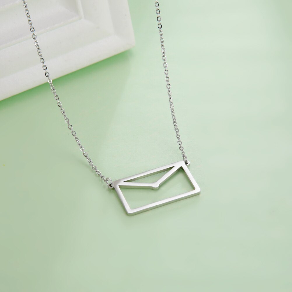 Cazador Letter Envelope Pendant Necklaces for Women Friends Stainless Steel Choker Jewelry Party Wedding Valentine's Day Gifts